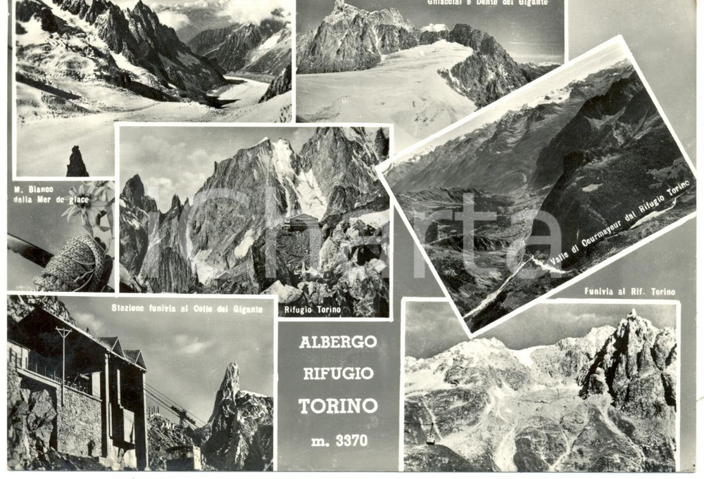 Cartolina originale da collezione 1960 COURMAYEUR (AO) Vedutine Monte BIANCO e Dente del GIGANTE *Cartolina FG VG 1