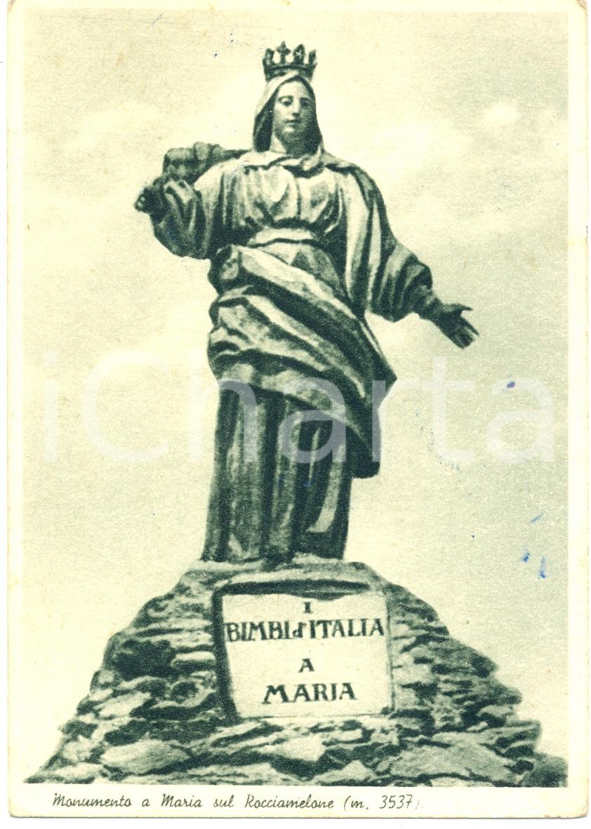 Cartolina originale da collezione 1942 ROCCIAMELONE TO Monumento MADONNA Lapide Bimbi d ITALIA Cartolina FG VG 1