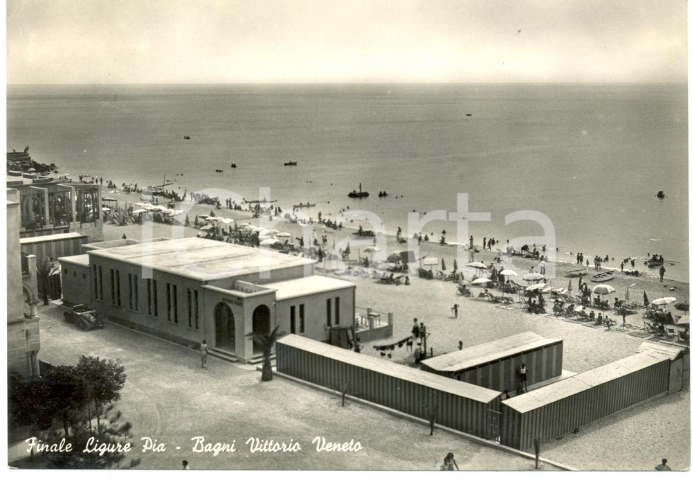 Cartolina originale da collezione 1950 FINALE PIA SV I Bagni VITTORIO VENETO Cartolina ANIMATA FG VG 1