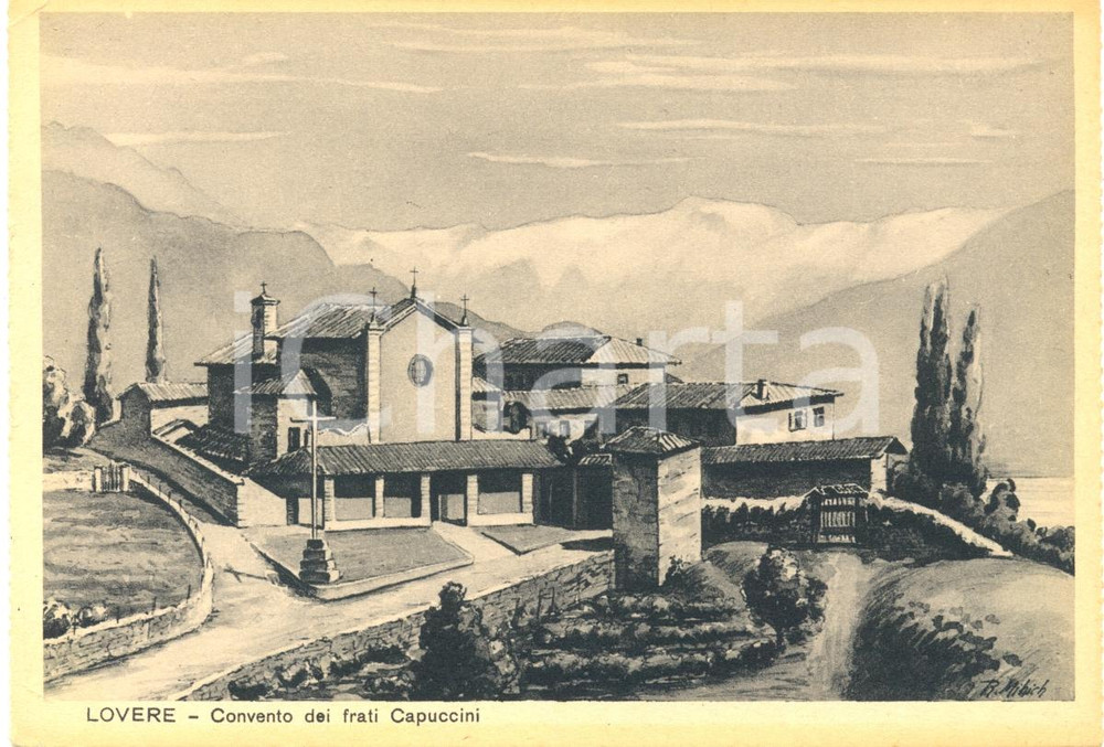 Cartolina originale da collezione 1940 ca LOVERE BG Il Convento dei CAPPUCCINI Cartolina FG NV 1
