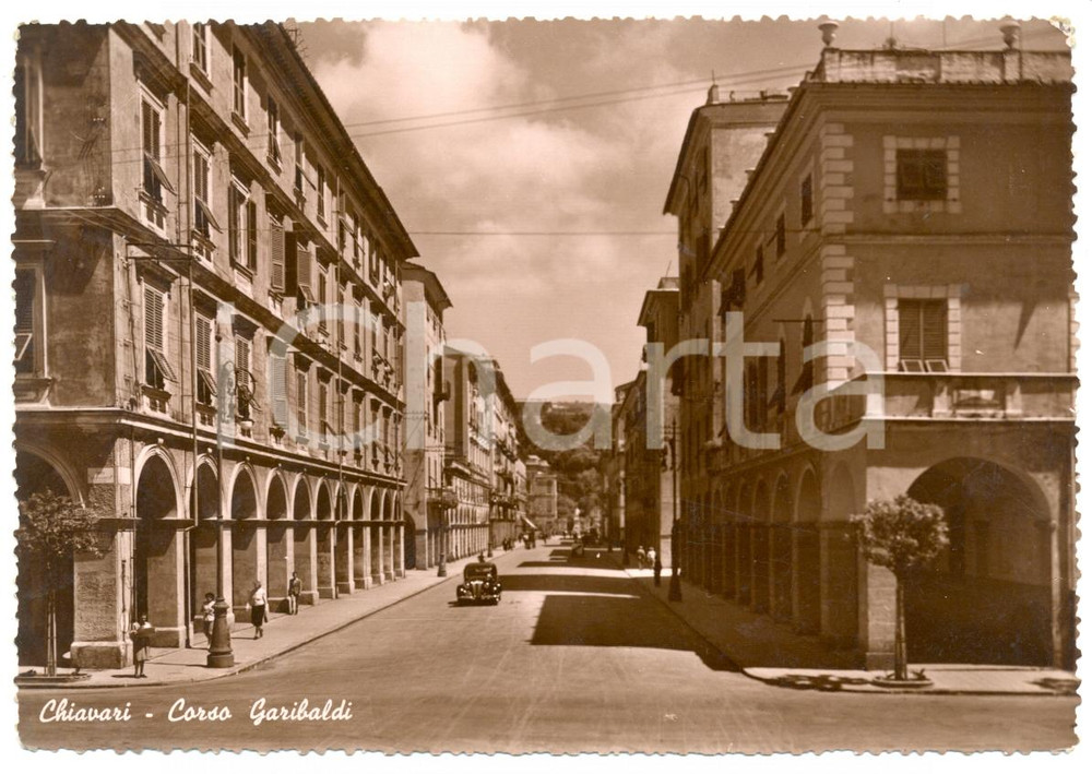 Cartolina originale da collezione 1952 CHIAVARI GE Automobili in Corso GARIBALDI Cartolina ANIMATA FG VG 1