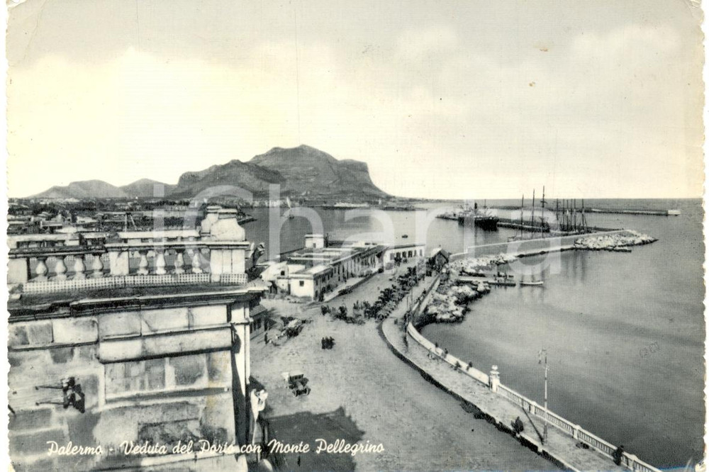 Cartolina originale da collezione 1953 PALERMO Veduta del porto e Monte PELLEGRINO Cartolina FG VG 1