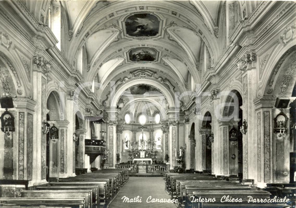 Cartolina originale da collezione 1967 MATHI CANAVESE (TO) Interno CHIESA PARROCCHIALE *Cartolina postale FG VG 1