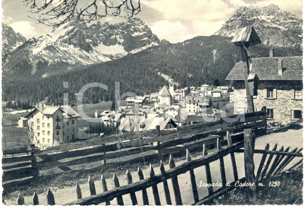 Cartolina originale da collezione 1950 ca SAPPADA DI CADORE (BL) Panorama e DOLOMITI *Cartolina FG NV 1