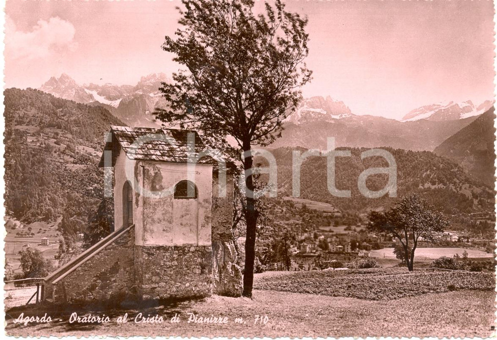 Cartolina originale da collezione 1955 ca AGORDO BL) Oratorio dedicato al Cristo di PIANIZZE *Cartolina FG VG 1