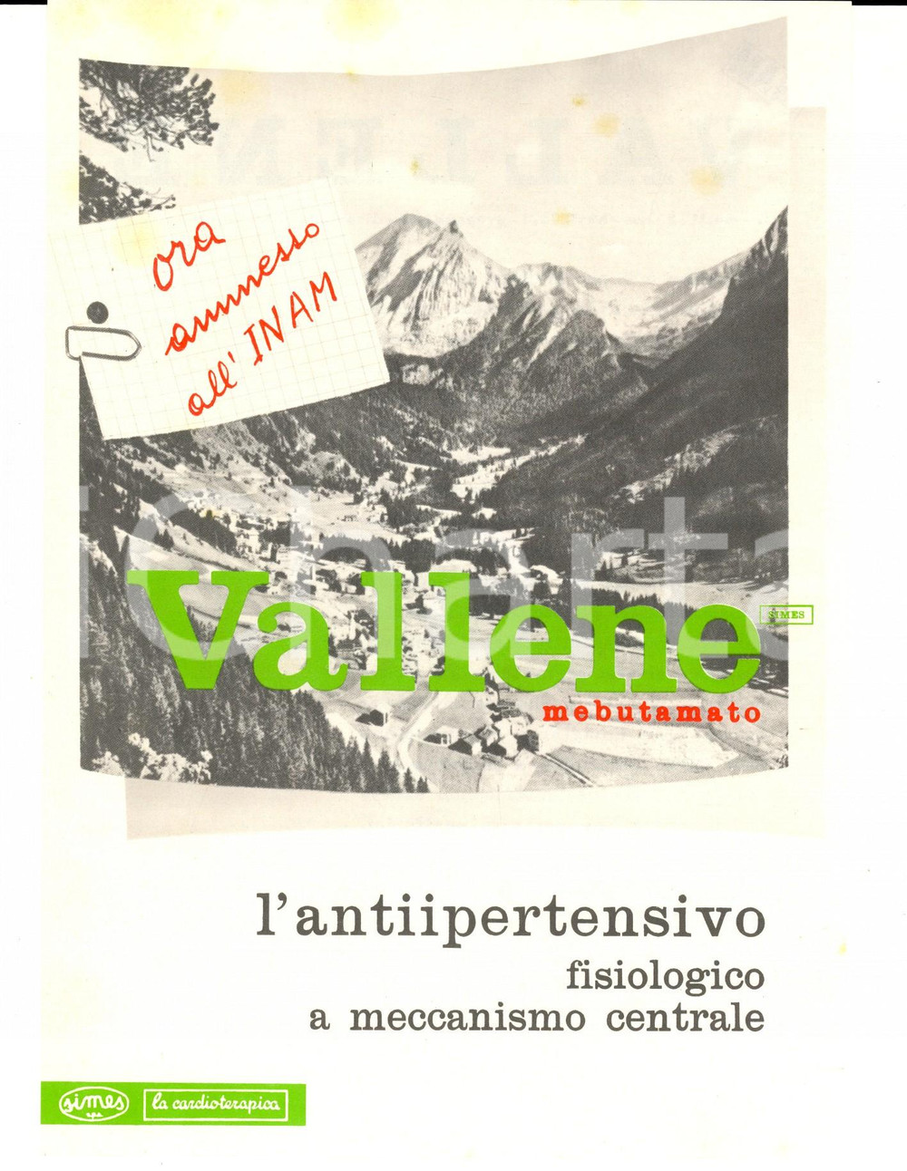 Materiale pubblicitario d’epoca 1960 ca Ditta SIMES S.P.A. VALLENE mebutamato Volantino pubblicitario 1