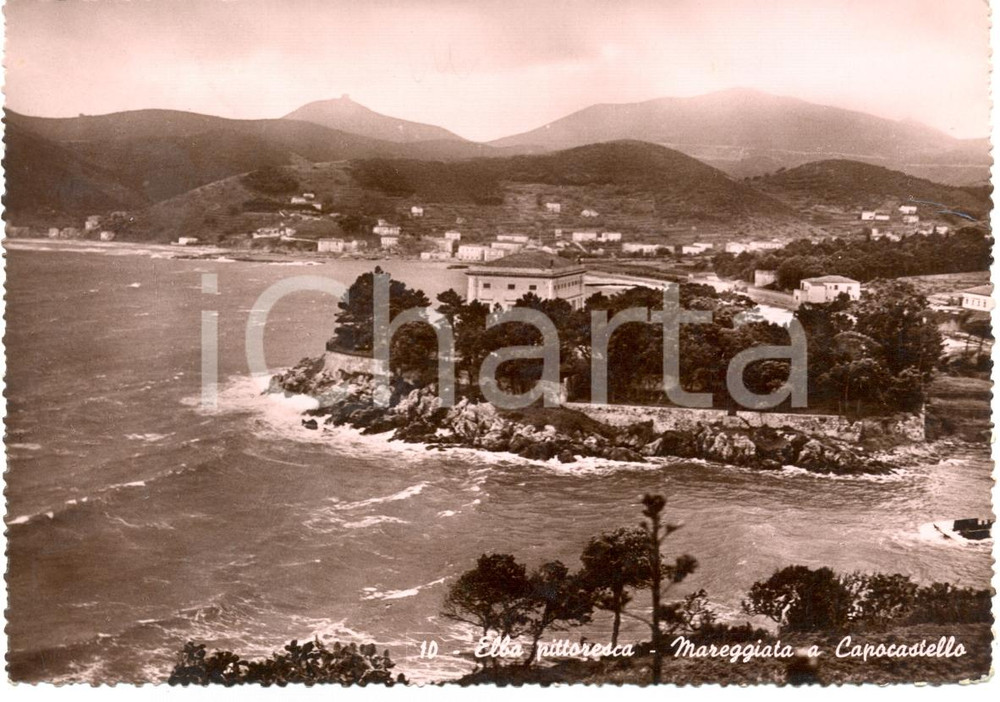 Cartolina originale da collezione 1951 ISOLA ELBA LI Mareggiata a CAPO CASTELLO Cartolina FG VG 1