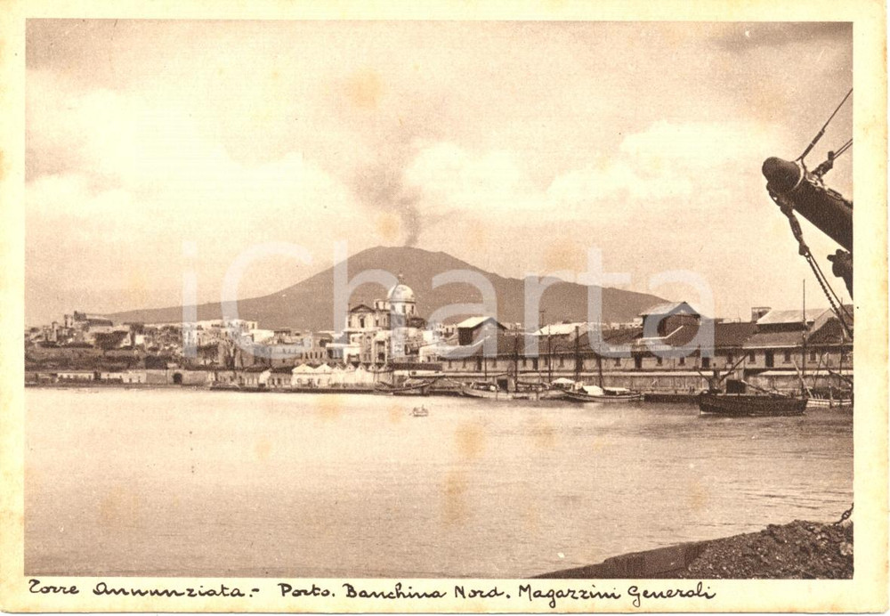Cartolina originale da collezione 1940 TORRE ANNUNZIATA NA Banchina nord MAGAZZINI GENERALI Cartolina FG NV 1