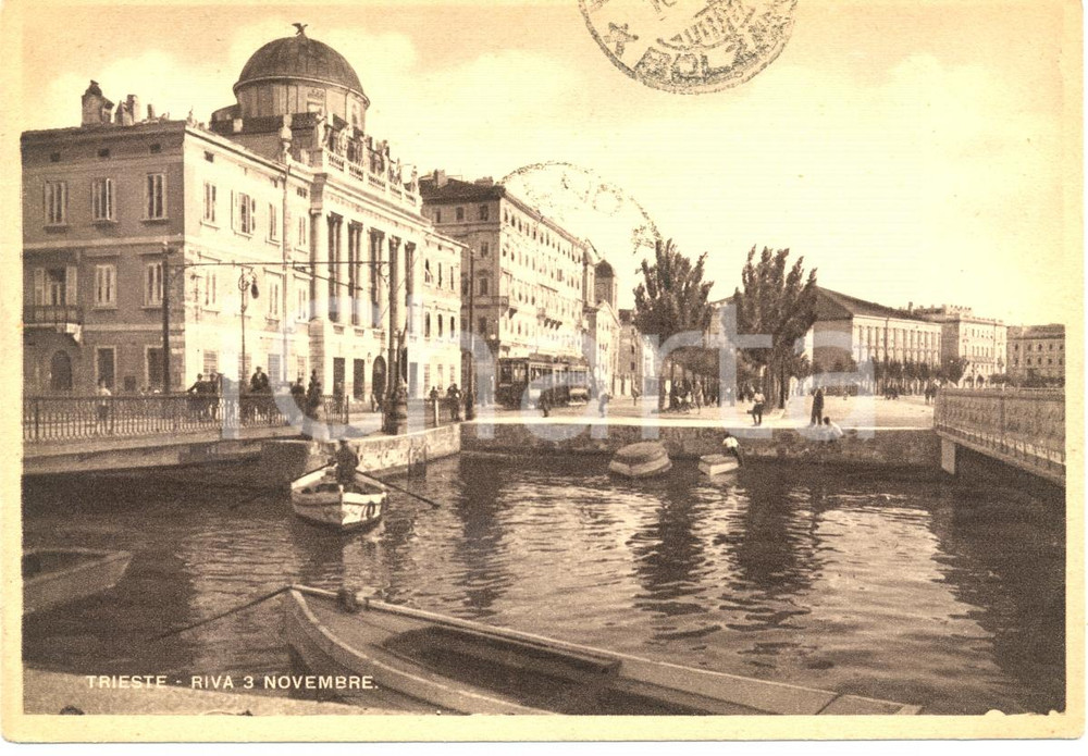Cartolina originale da collezione 1941 TRIESTE RIVA 3 NOVEMBRE Barche all'attracco  *Cartolina FG VG 1