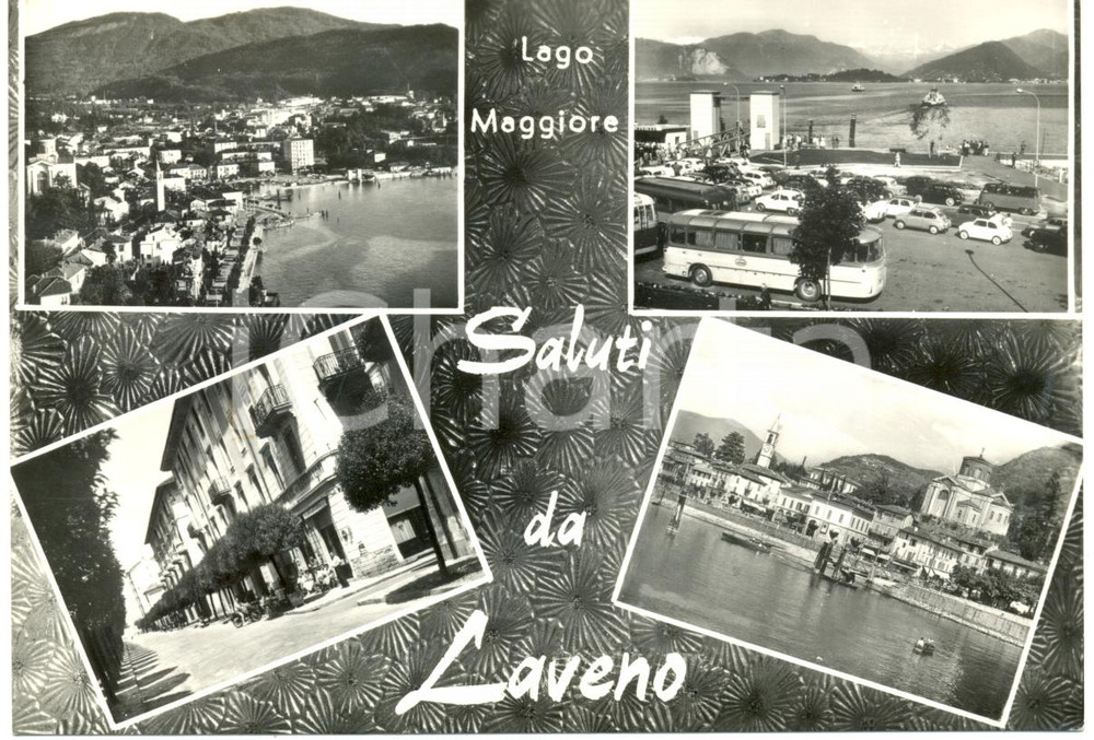 Cartolina originale da collezione 1964 LAVENO VA Vedutine LAGO MAGGIORE torpedone Cartolina FG VG 1