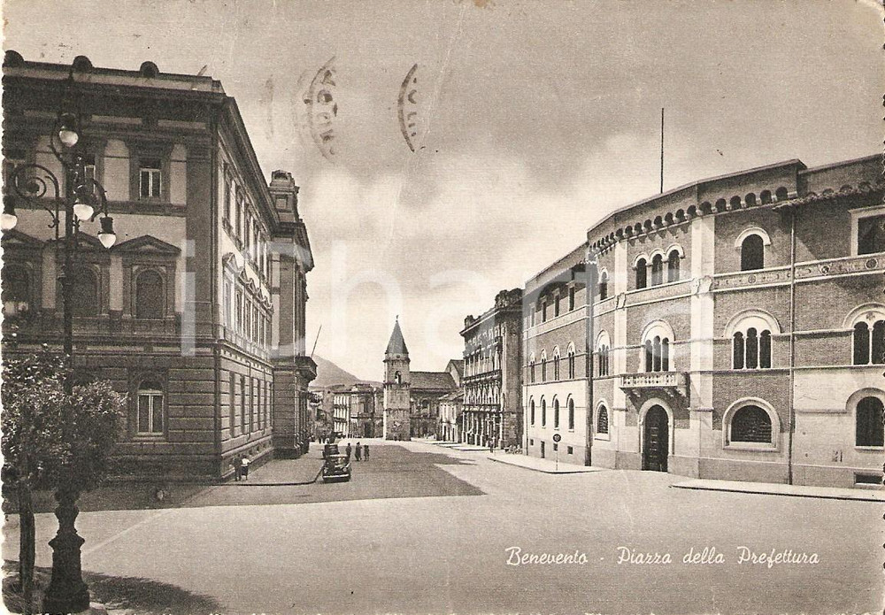 Cartolina originale da collezione 1959 BENEVENTO Piazza della Prefettura *Cartolina ANIMATA FG VG 1