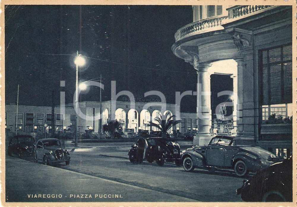 Cartolina originale da collezione 1940 VIAREGGIO (LU) Automobili in Piazza Puccini *Cartolina FG VG 1