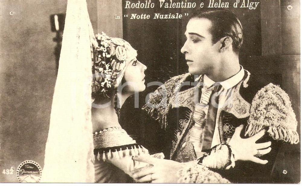 Cartolina originale da collezione 1920 ca NOTTE NUZIALE Helen D'ALGY Rodolfo VALENTINO Torero Foto seriale 13x8 cm 1