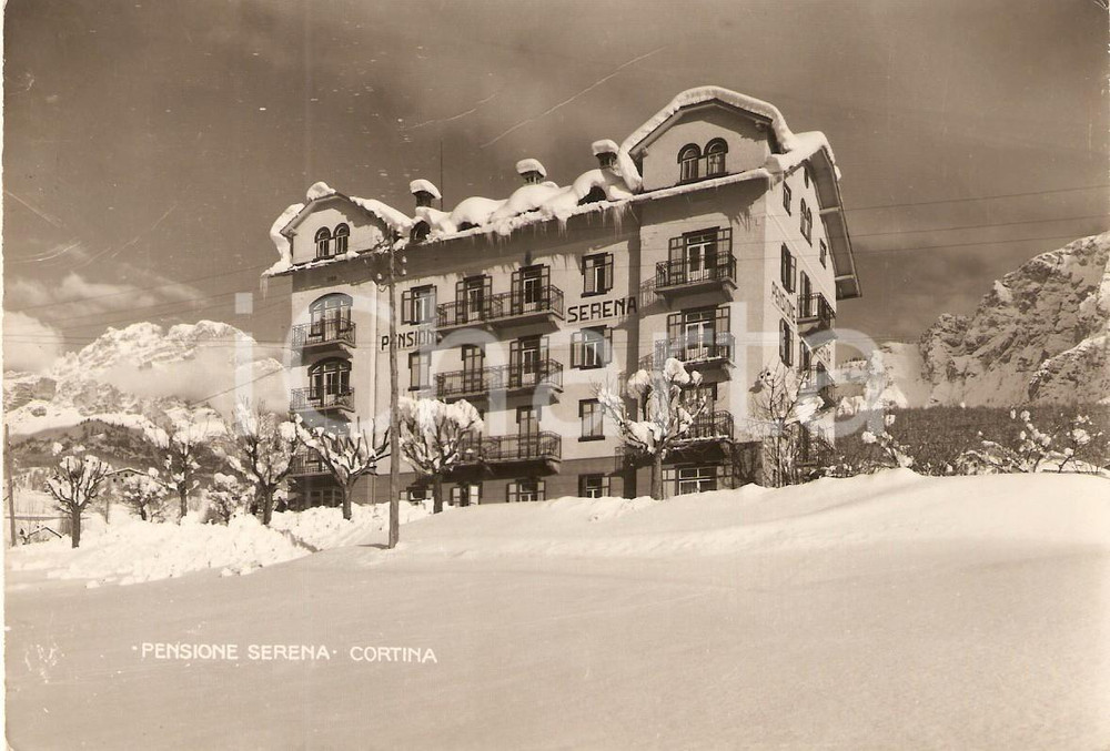 Cartolina originale da collezione 1950 CORTINA D'AMPEZZO (BL) Pensione Serena *Cartolina FG VG 1