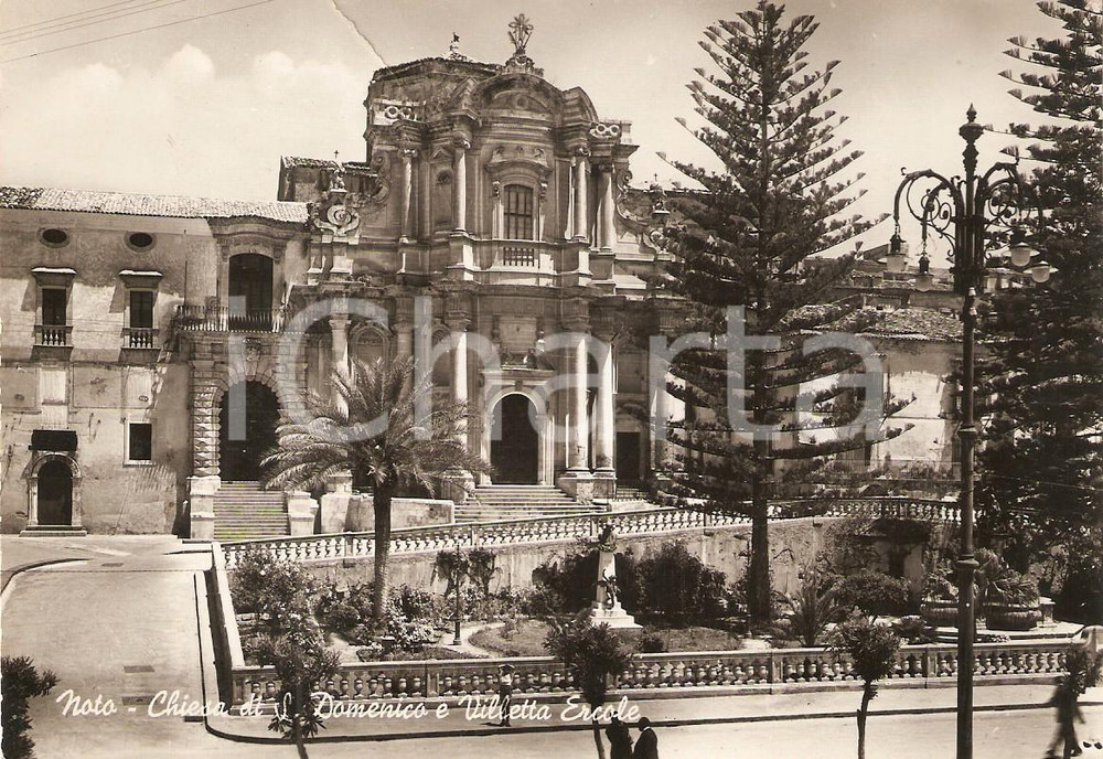 Cartolina originale da collezione 1955 ca NOTO SR Chiesa SAN DOMENICO Villetta Ercole Cartolina FG VG 1