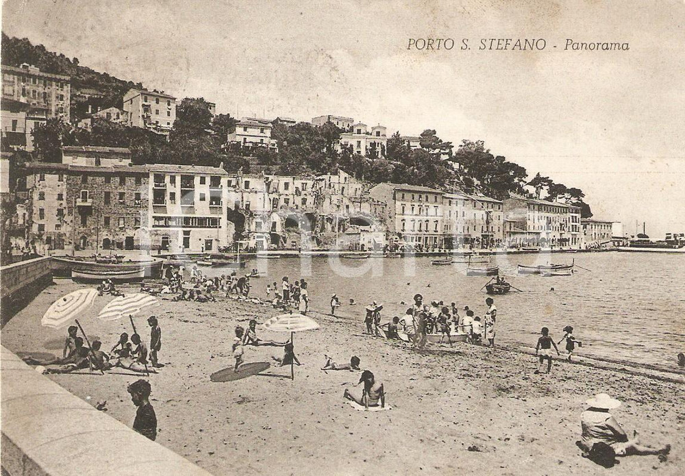 Cartolina originale da collezione 1953 MONTE ARGENTARIO GR Panorama spiaggia PORTO SANTO STEFANO Cartolina FG 1