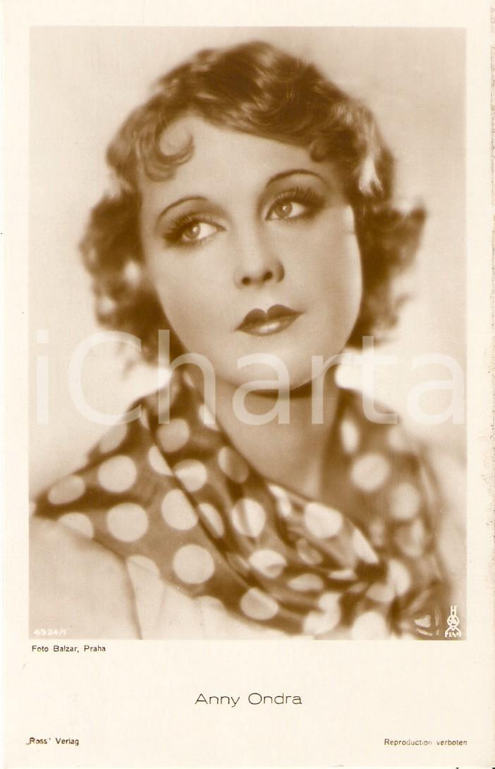 Cartolina originale da collezione 1930 ca CINEMA Attrice Anny ONDRA Ritratto con foulard Cartolina FP NV 1