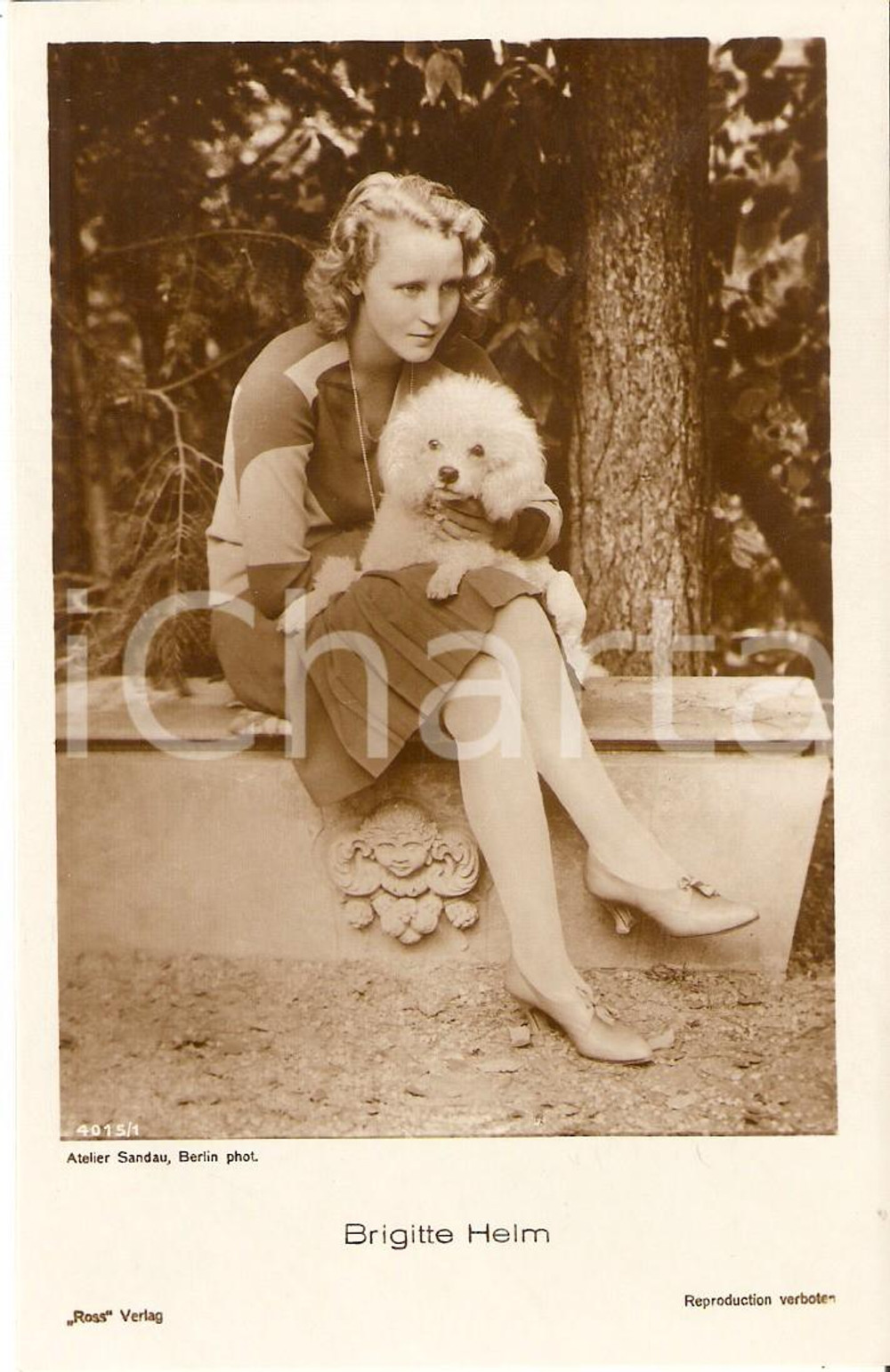 Cartolina originale da collezione 1930 ca CINEMA Attrice Brigitte HELM Ritratto con barboncino *Cartolina FP NV 1