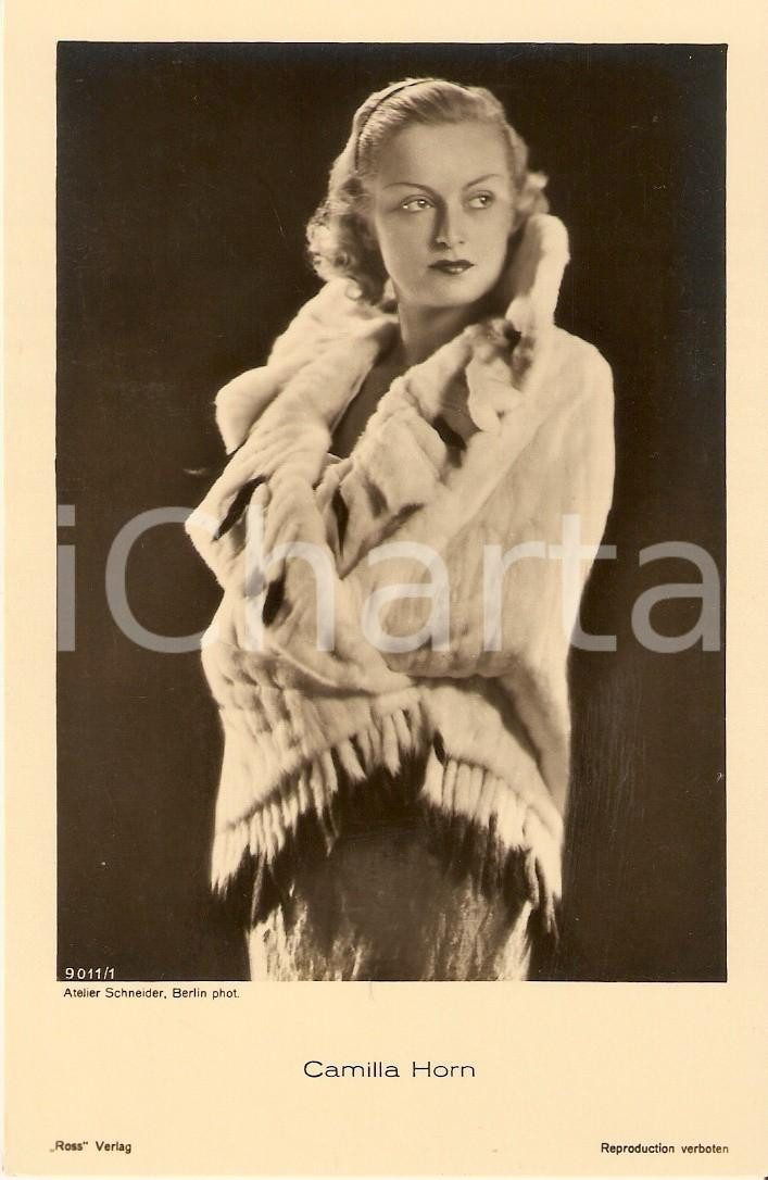 Cartolina originale da collezione 1930 ca CINEMA Actress Camilla HORN wears fur coat Cartolina FP NV 1