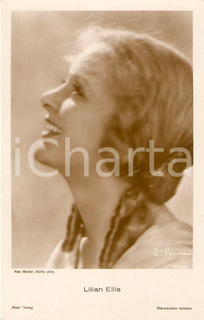 Cartolina originale da collezione 1930 ca CINEMA Attrice Lilian ELLIS Ritratto con trecce Cartolina FP NV 1