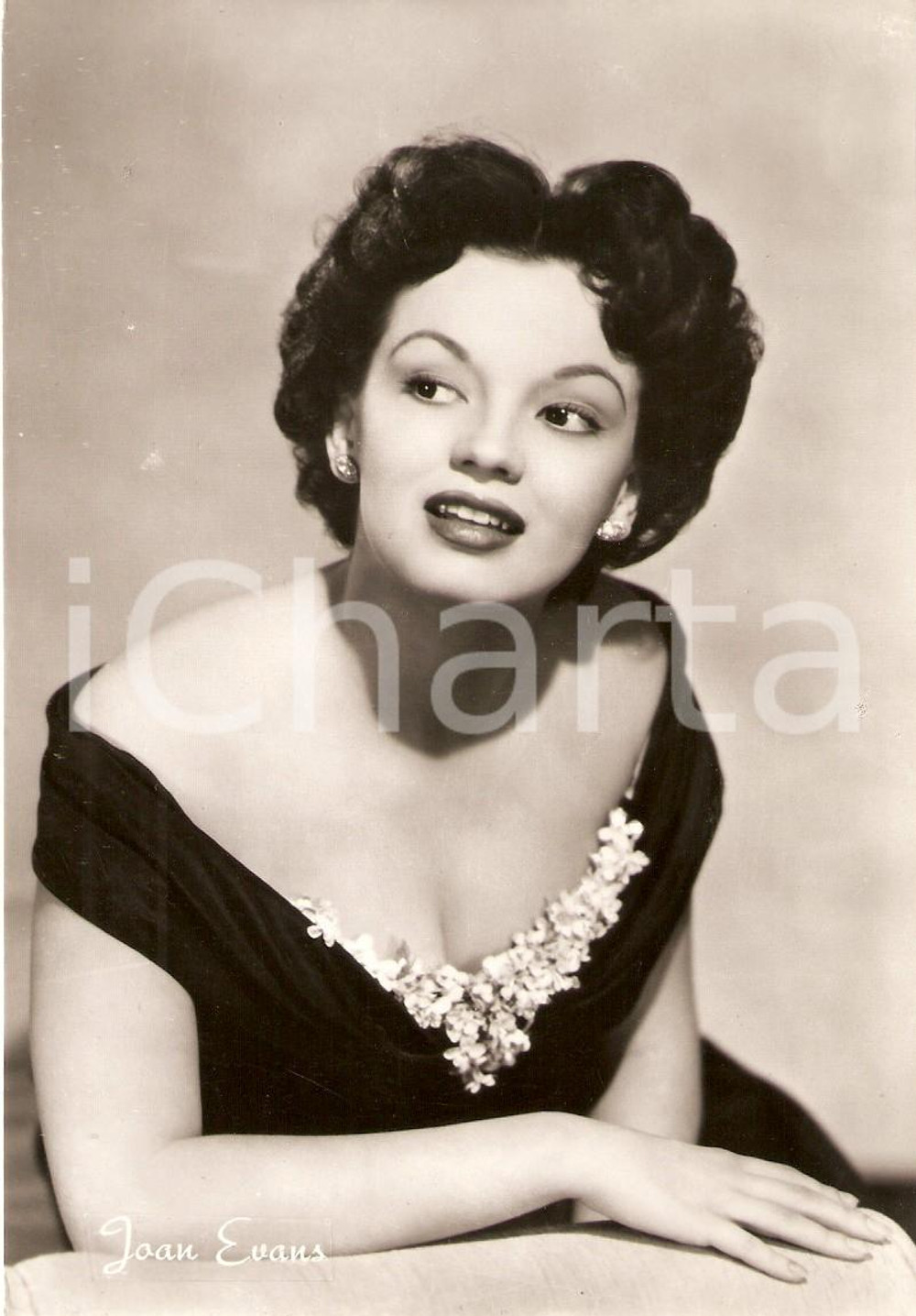 Cartolina originale da collezione 1950 ca CINEMA Actress Joan EVANS Portrait *Cartolina FP NV 1