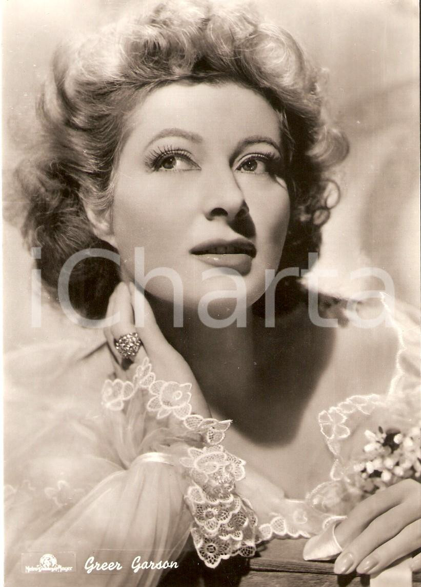 Cartolina originale da collezione 1955 ca CINEMA Actress Greer GARSON Portrait with ring Cartolina FG NV 1