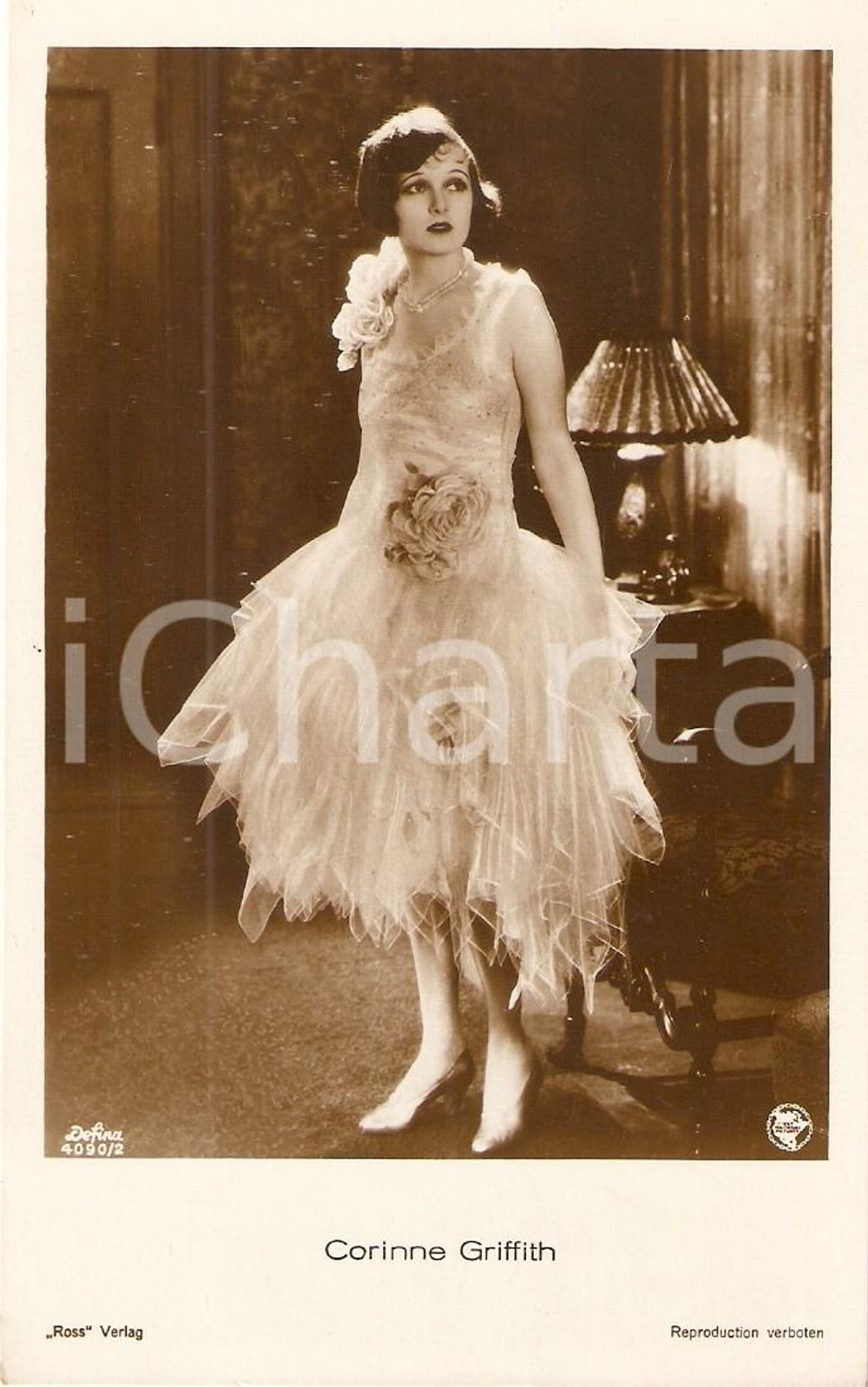 Cartolina originale da collezione 1925 ca CINEMA Actress Corinne GRIFFITH Portrait *Cartolina FP NV 1