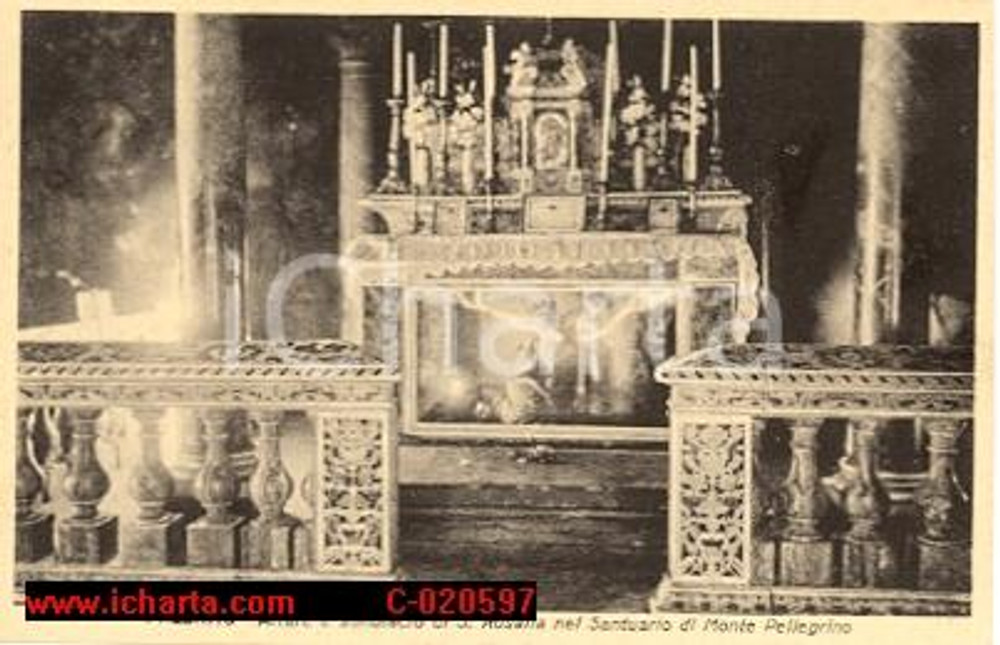 Cartolina originale da collezione PALERMO anni '30 S.Rosalia nel Santuario M. Pellegrino 1