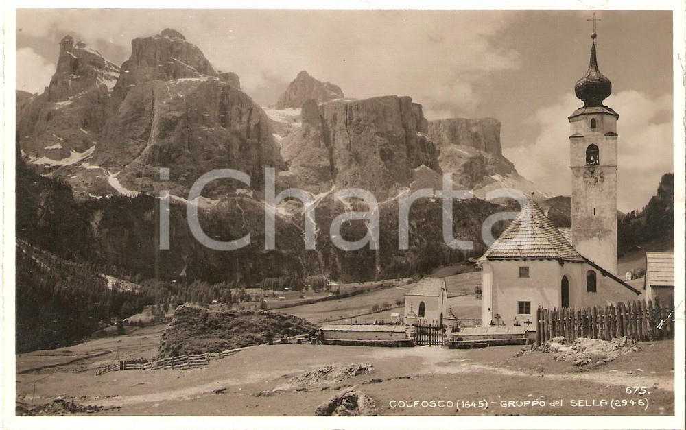 Cartolina originale da collezione CORVARA Colfosco anni '30, panorama d'epoca Badia 1