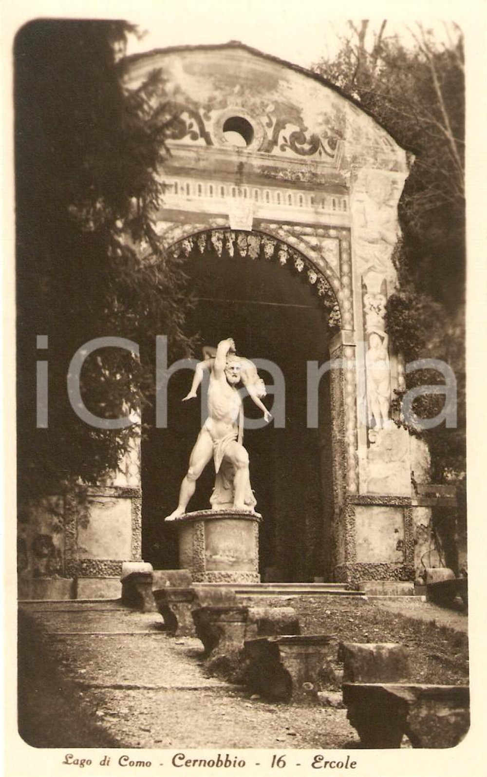 Cartolina originale da collezione 1930 circa CERNOBBIO (CO) La statua di ERCOLE *Cartolina postale FP NV 1