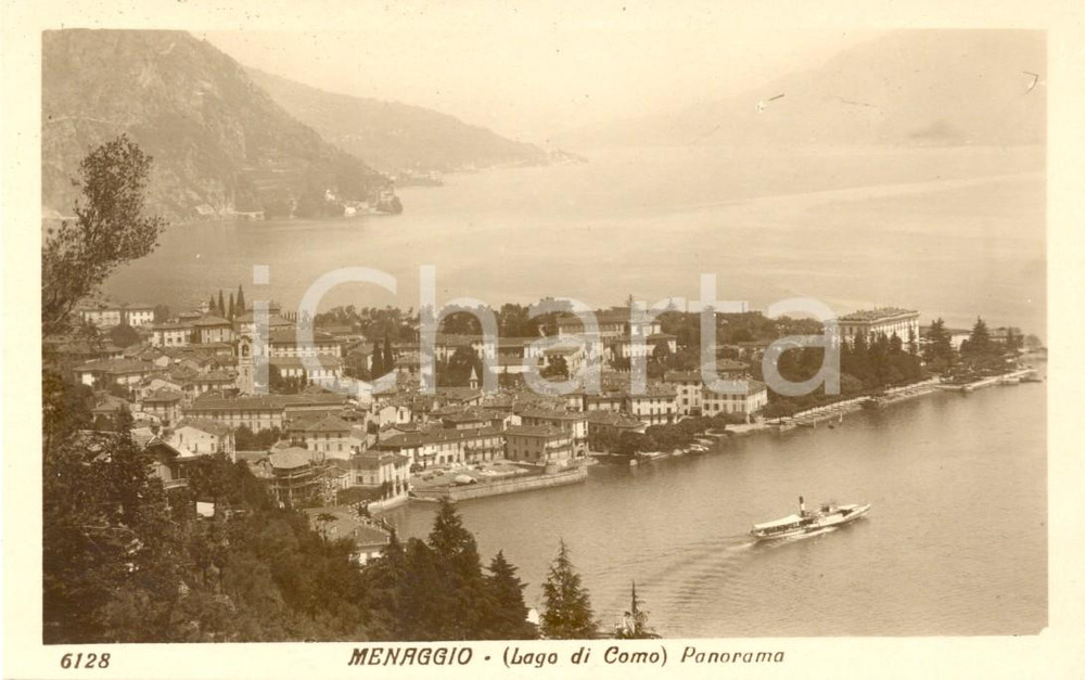 Cartolina originale da collezione 1940 ca MENAGGIO (CO) Panorama dall'alto con il lago *Cartolina ANIMATA FP NV 1