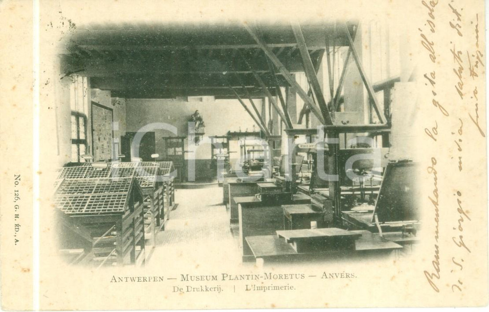 Cartolina originale da collezione 1902 Antwerpen - Museum Plantin Moretus - Anvers 1