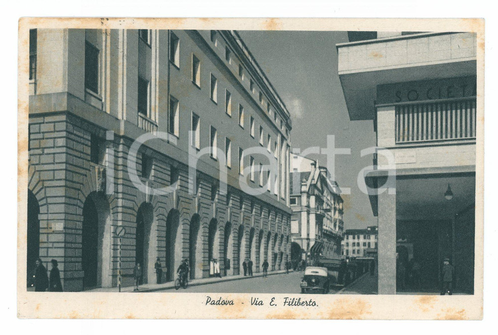 Cartolina originale da collezione 1939 PADOVA Via Filiberto  animata con automobili  Cartolina postale 1
