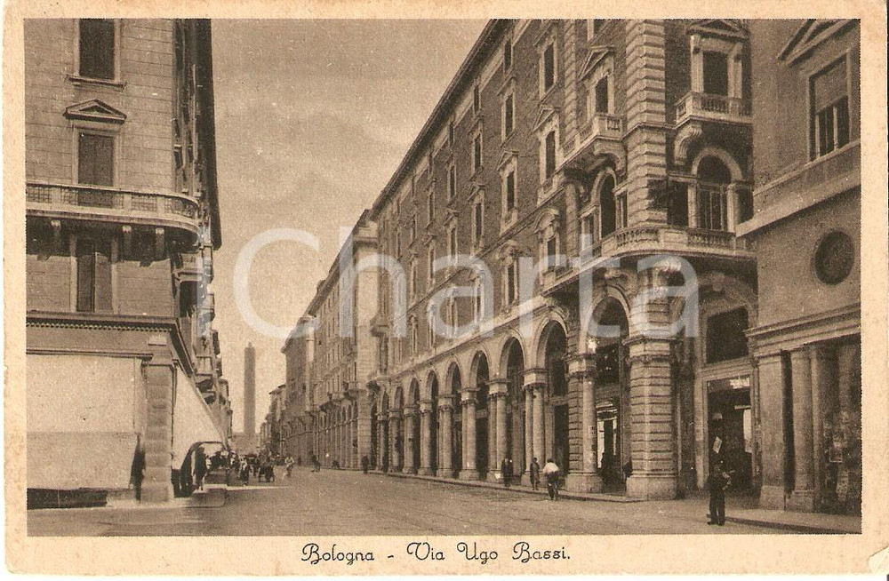Cartolina originale da collezione 1932 Bologna, Via Bassi Cartolina postale animata con biciclette 1