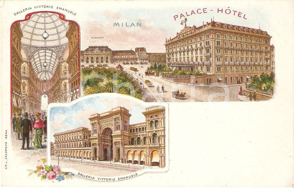 Cartolina originale da collezione 1900 MILANO - PALACE HOTEL colore vedutine FP 1