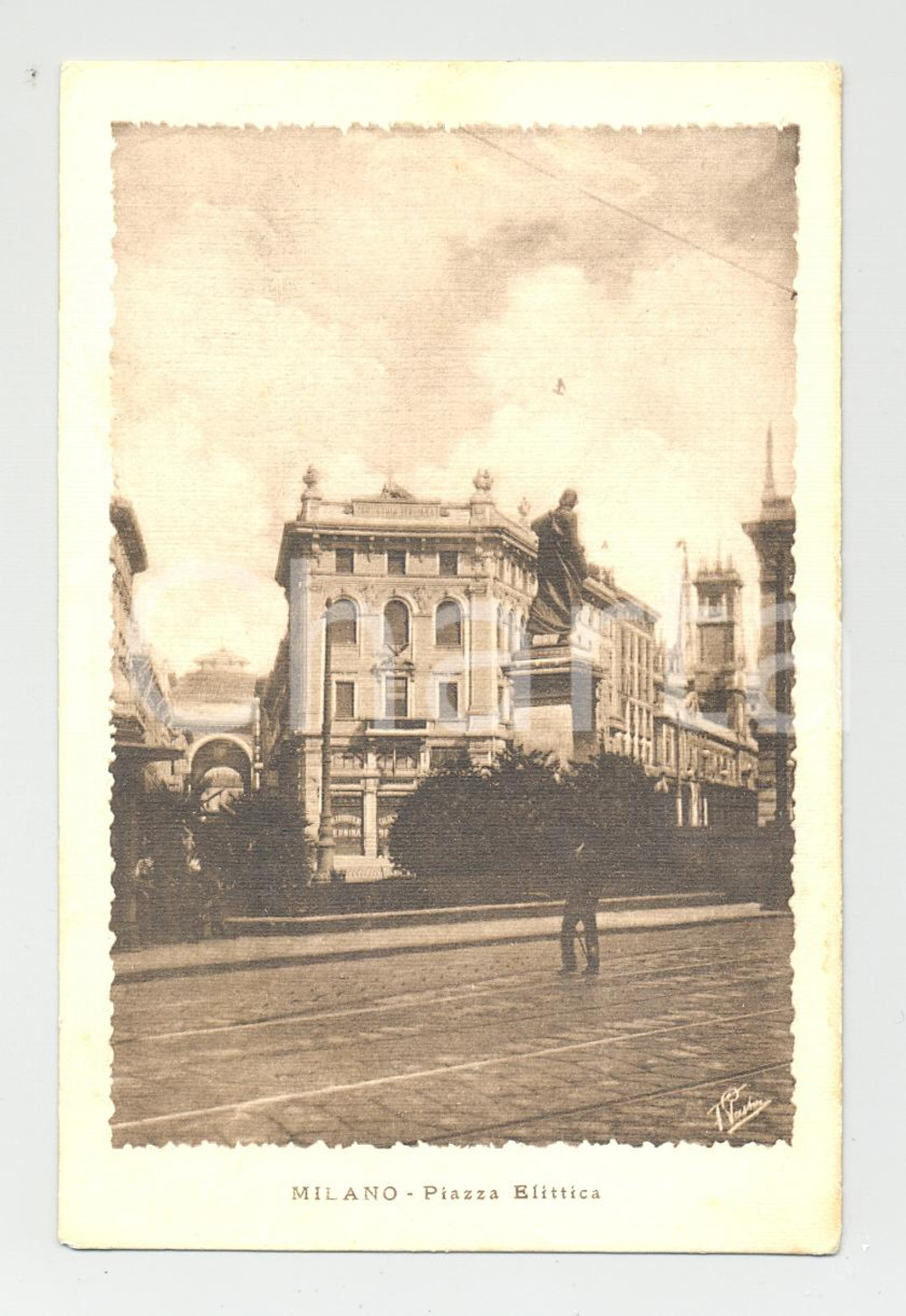 Cartolina originale da collezione 1900 Milano, Piazza Elittica *Vista Animata 1