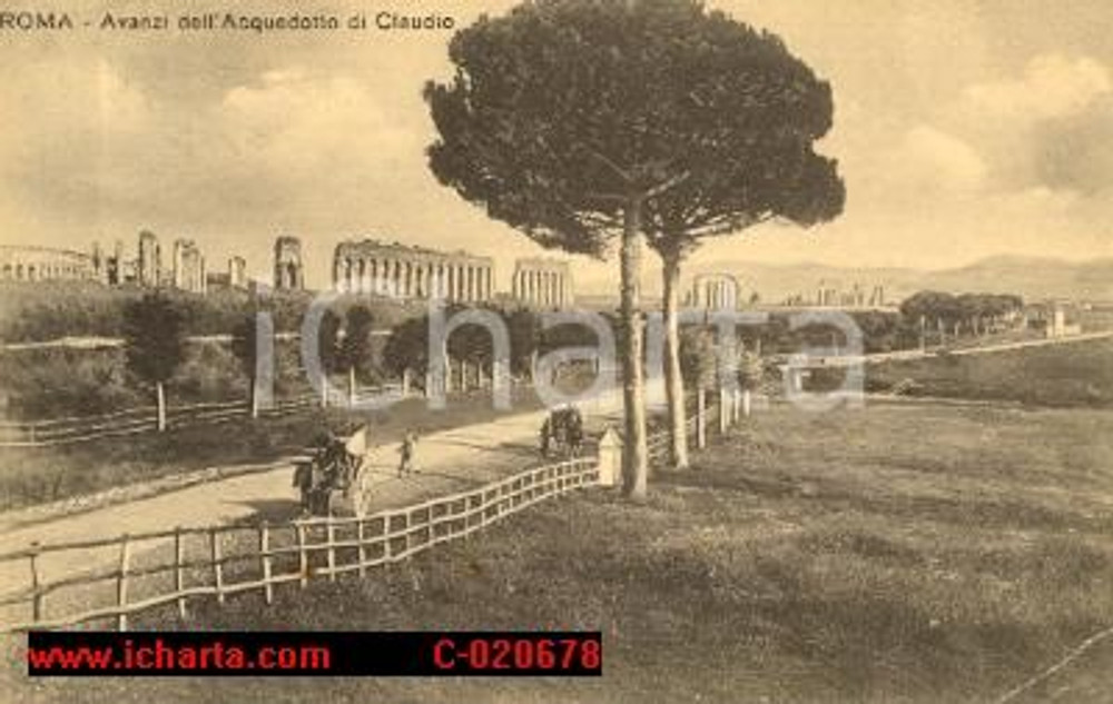 Cartolina originale da collezione 1914 ROMA Rovine dell'acquedotto di CLAUDIO *FP VG 1