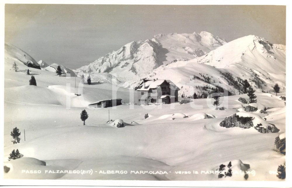 Cartolina originale da collezione 1933 BELLUNO Passo di FALZAREGO e Albergo MARMOLADA *Cartolina postale FP VG 1