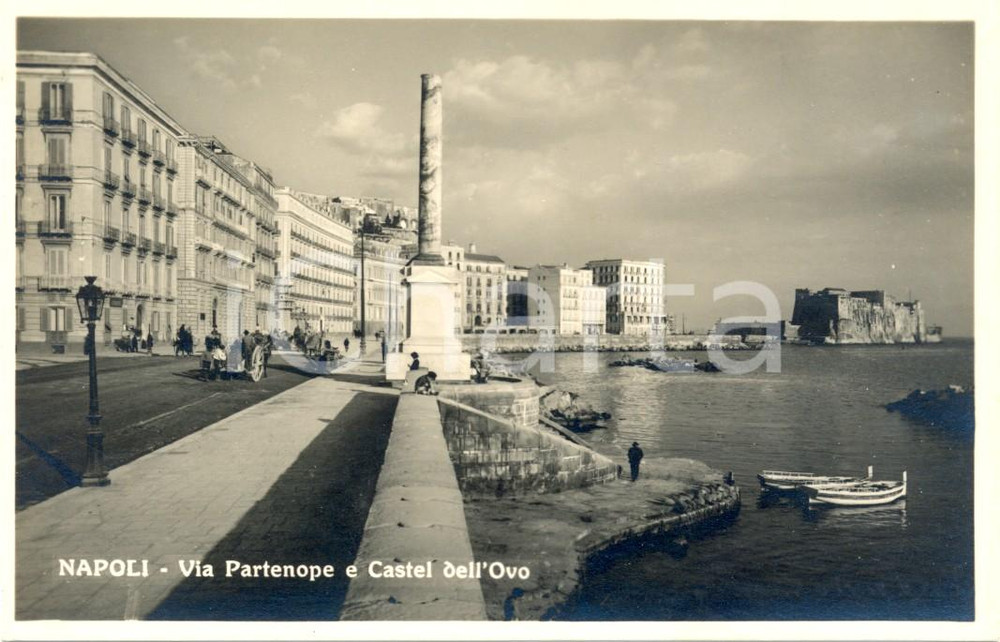 Cartolina originale da collezione 1937 NAPOLI Via PARTENOPE e Castel DELL'OVO *Cartolina postale ANIMATA FP NV 1