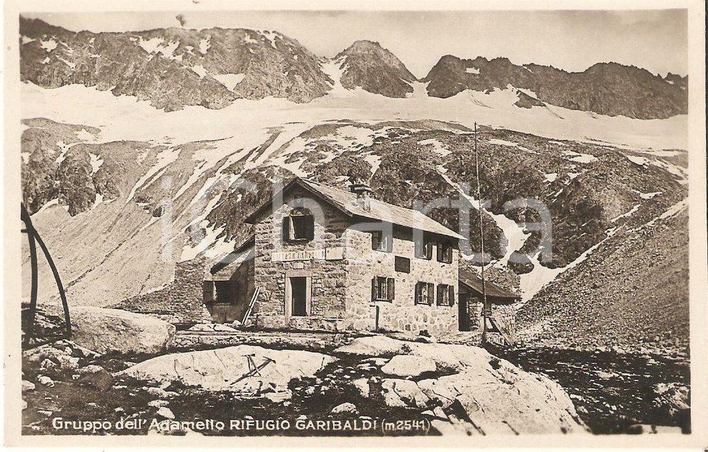 Cartolina originale da collezione 1930 ca  GRUPPO DELL ADAMELLO BS Rifugio GARIBALDI Cartolina FP NV 1