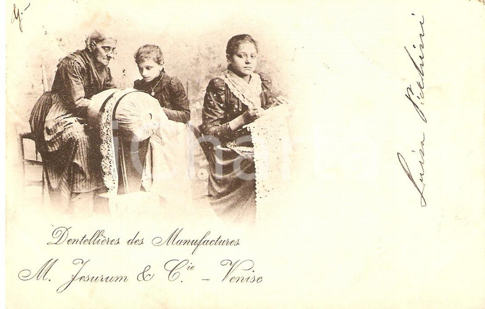 Cartolina originale da collezione 1900 VENEZIA Manifattura di pizzi Jesurum FP VG 1