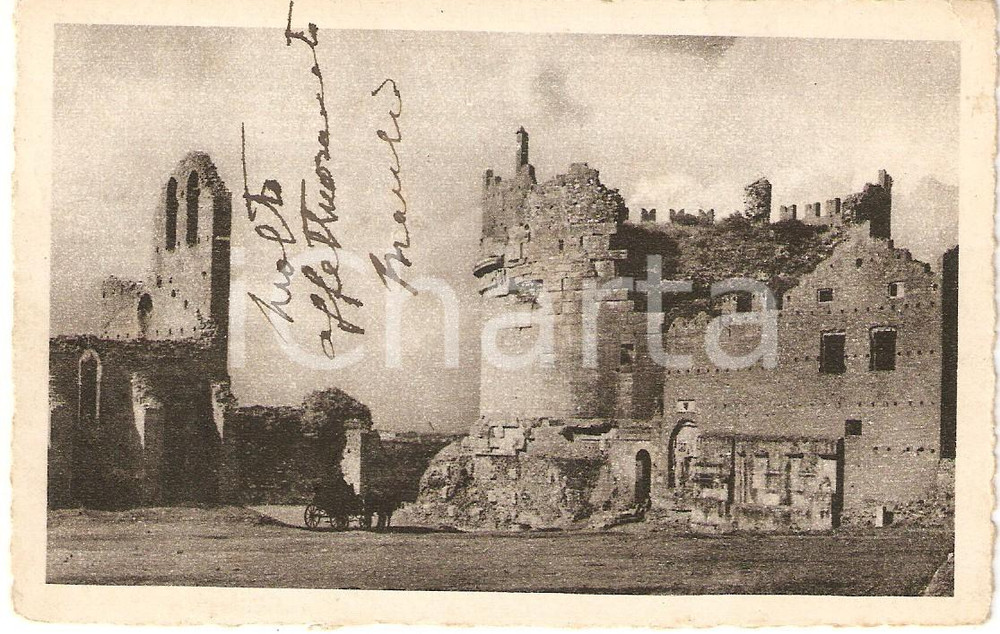 Cartolina originale da collezione 1935 ROMA Tomba di Cecilia Metella - Animata con carretto *Cartolina FP VG 1