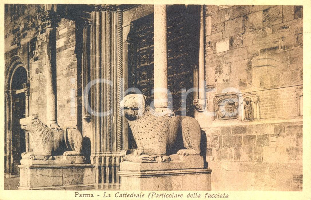 Cartolina originale da collezione 1934 PARMA Cattedrale SANTA MARIA ASSUNTA - Particolare facciata Cartolina FP VG 1