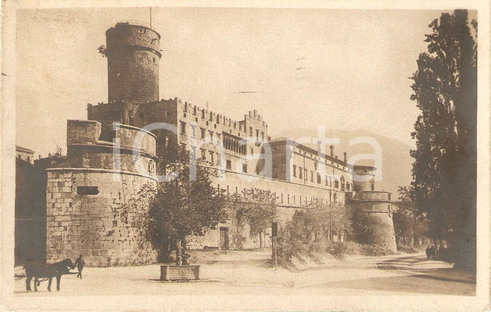 Cartolina originale da collezione 1922 TRENTO Castello del Buon Consiglio *Cartolina ANIMATA FP VG 1