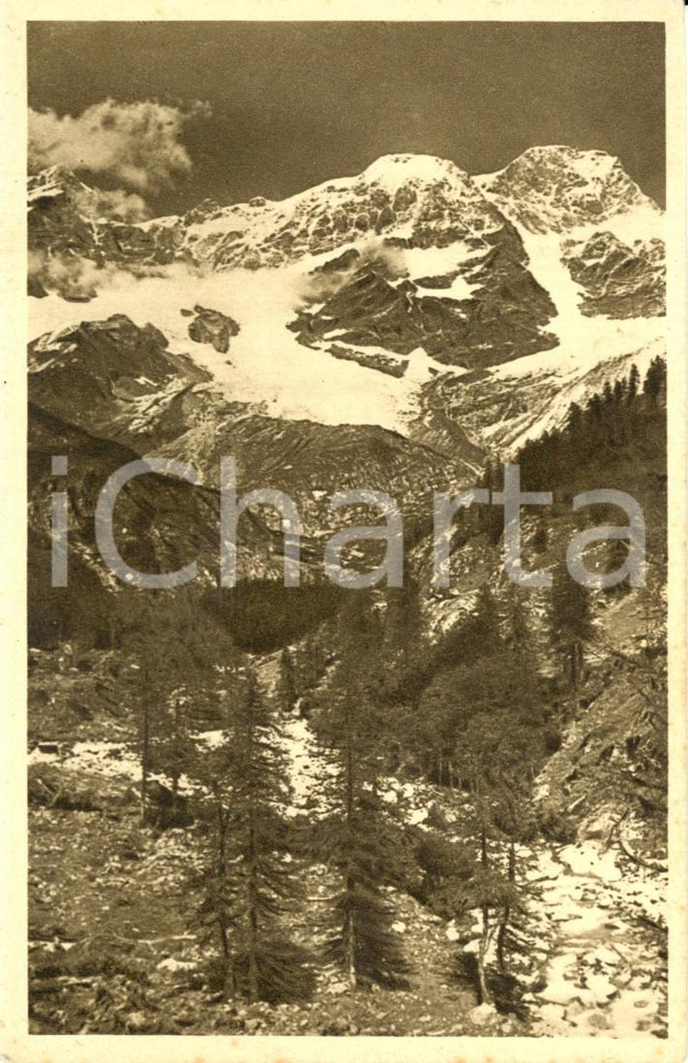 Cartolina originale da collezione 1930 ca COLLE D'OLEN (VC) VALSESIA Monte ROSA visto dall'Alpe PILE *DANNEGGIATA 1