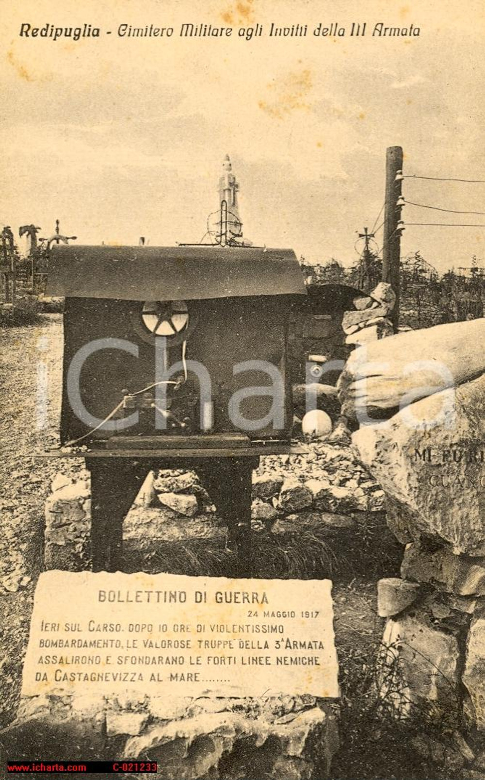 Cartolina originale da collezione 1930 REDIPUGLIA (GO) Cimitero militare invitti III Armata *Cartolina FP NV 1