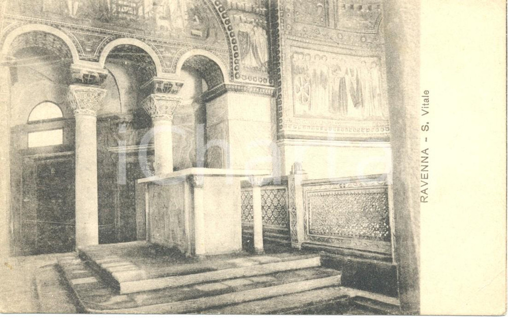 Cartolina originale da collezione 1920 RAVENNA Interno Basilica SAN VITALE *Cartolina postale FP VG 1