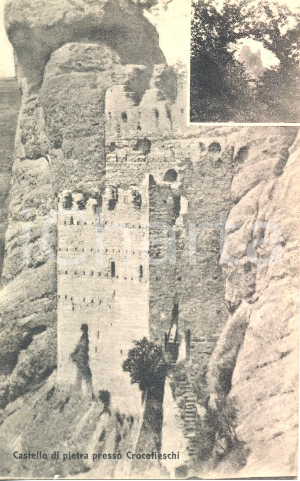 Cartolina originale da collezione 1910 ca CROCEFIESCHI (GE) Il castello di pietra *Cartolina DANNEGGIATA FP NV 1