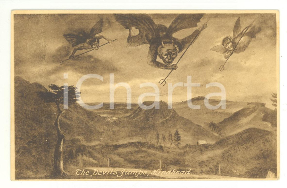 Cartolina originale da collezione 1920 HINDHEAD - The devil's jumps 1