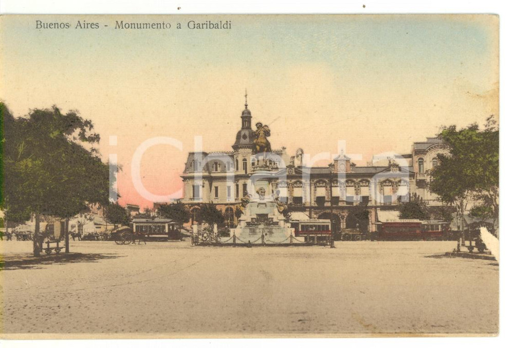 Cartolina originale da collezione 1916 BUENOS AIRES Monumento a Garibaldi FP colore 1